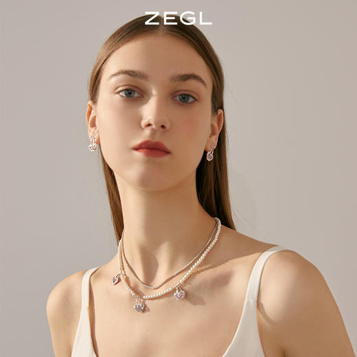 ZEGL设计师樱桃爱心耳环女2022年新款潮耳钉小众设计感银针耳饰品 商品图2