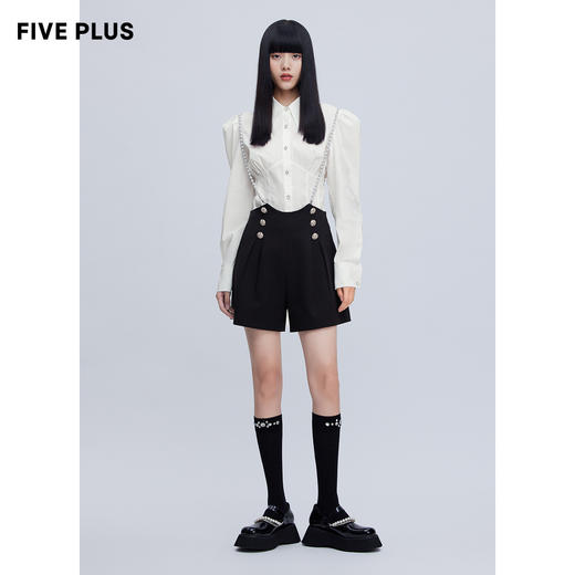 FIVE PLUS2022新款女春装设计感小众衬衫女泡泡长袖复古气质上衣2WN1014350 商品图1