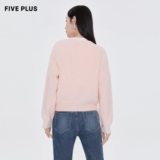 FIVE PLUS2022新款女春装温柔系针织开衫女宽松慵懒小外搭气质感2WA1032430 商品图2
