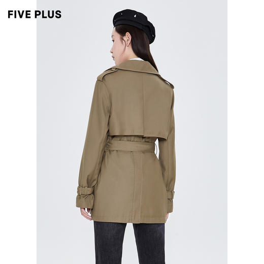 FIVE PLUS2022新款女春装复古气质中长风衣女双排扣翻领开襟外套2WN1043260 商品图2