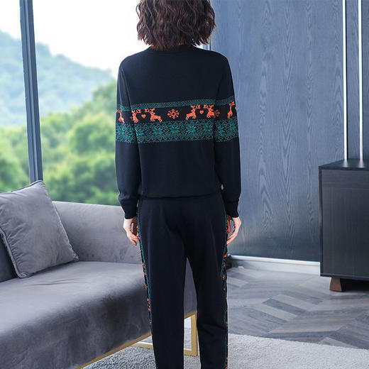 JXG-黑色运动套装女宽松秋季新款长袖针织衫欧洲站休闲时尚毛衣两件套 商品图3