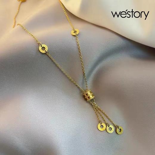 westory2022年新款小蛮腰项链女锁骨链潮流苏吊坠气质罗马项链 商品图0