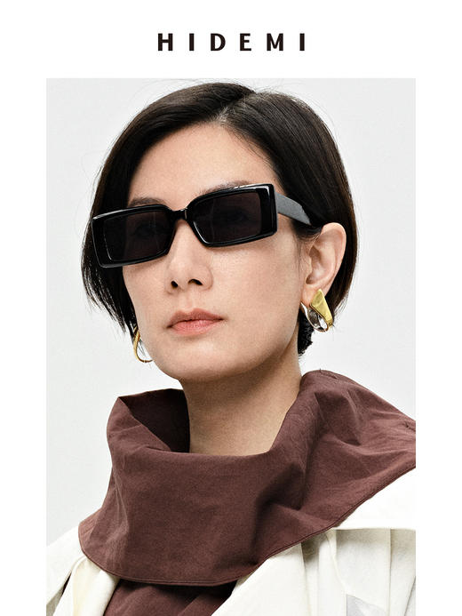 HIDEMI简约设计感几何夹子式金银双色耳环 商品图4