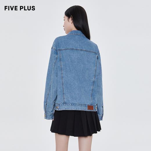 FIVE PLUS2022新款女春装bf风牛仔外套女宽松中长款夹克提花洗水2WA1041020 商品图2