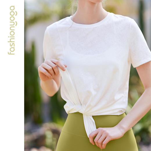【捡漏不退换】F12306凡圣瑜伽庭花运动长款T恤（不含胸垫） 商品图3