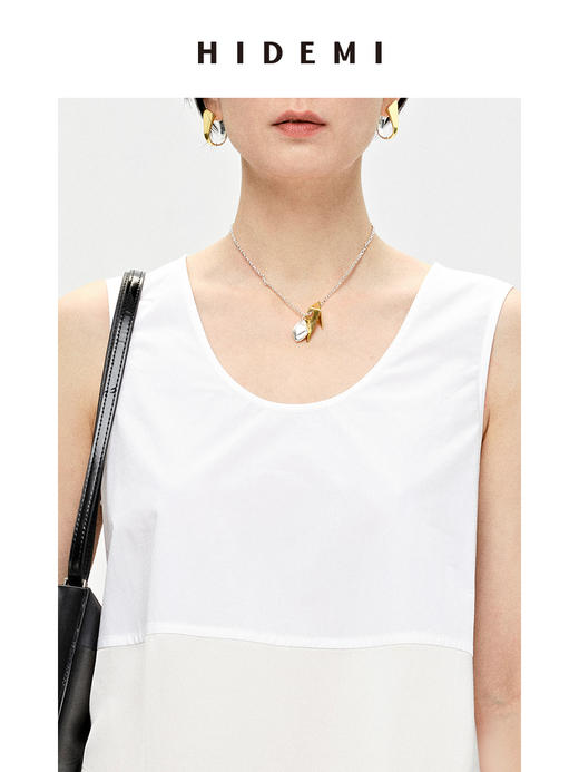 HIDEMI简约几何设计感不对称可拆卸式金银双色项链 商品图8