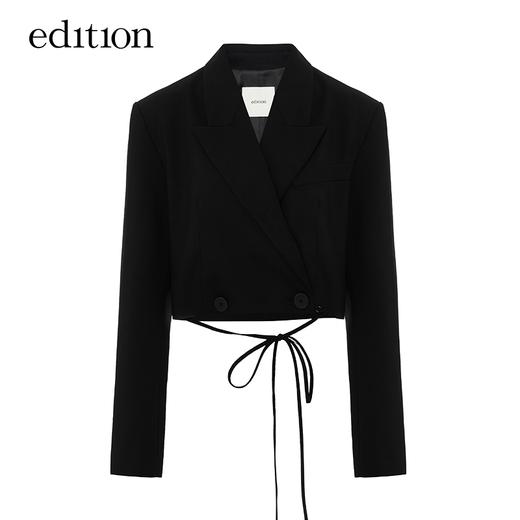 戚薇同款edition短款西装外套女设计感黑色女绅士西装EBB1BLA006 商品图2