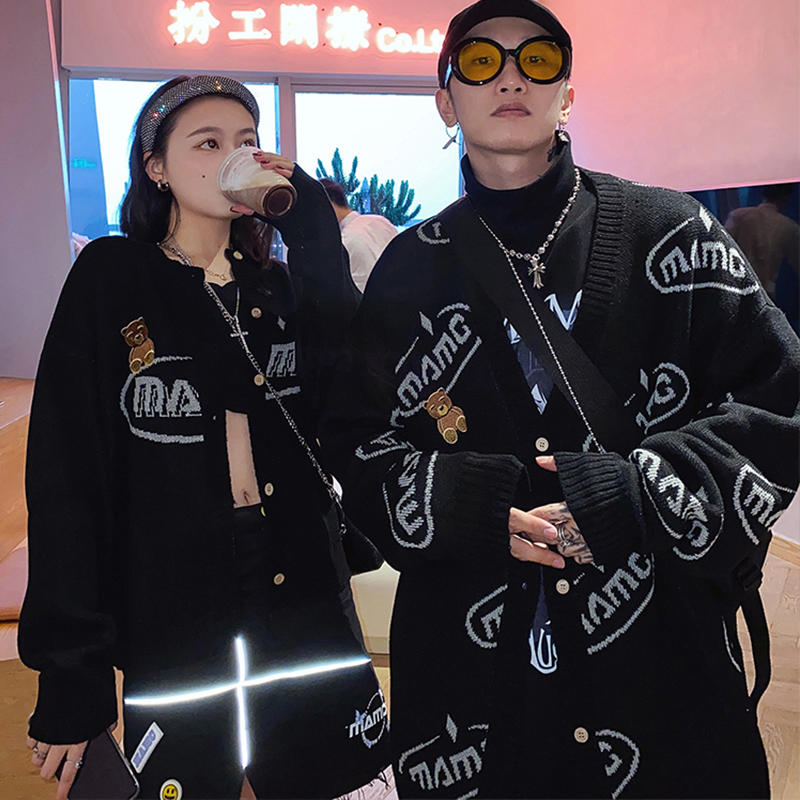 mamc情侣款小熊毛衣,水洗牛仔长袖衬衫