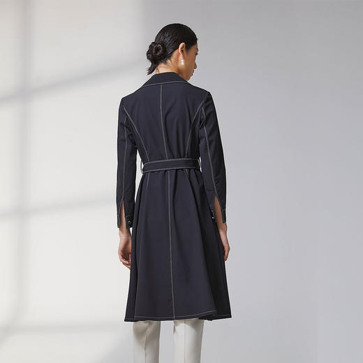 蓝地明线立翻领长款风衣BLWCF045000 商品图2