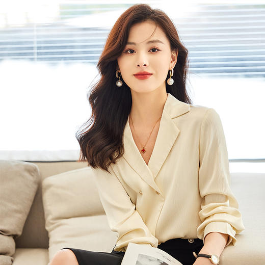 2022新款韩版长袖白衬衫女士职业修身工作服  XZ08109 商品图1