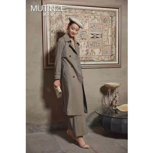 慕天姿收腰中长款气质显瘦风衣 22227 商品图1