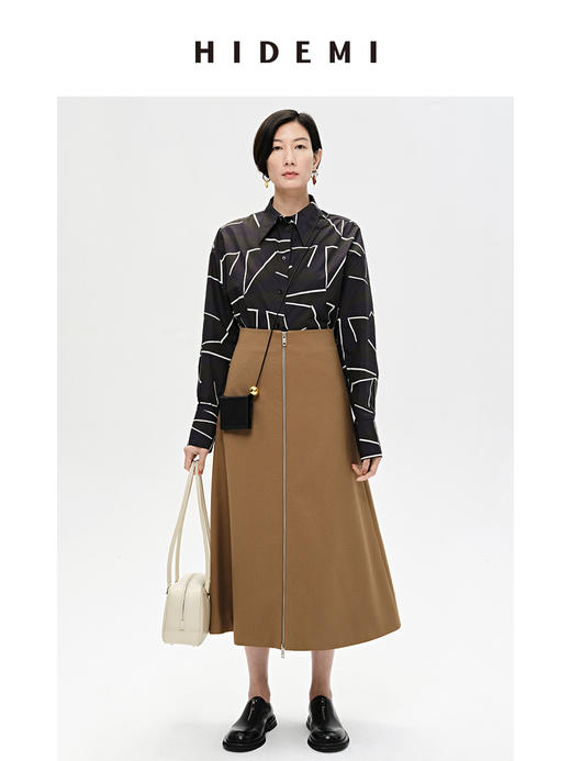 HIDEMI几何印花廓形衬衫 红白/黑绿 商品图7