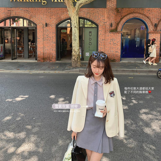 金蘑菇菇【 三醋酸衬衫】设计感小众长袖领带衬衣韩版百搭上衣 商品图3