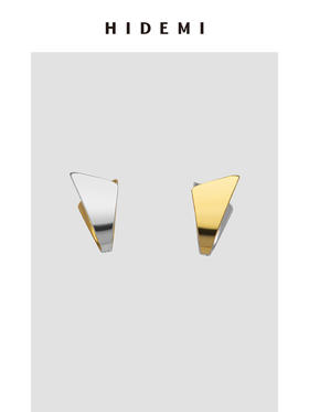 HIDEMI简约设计感几何夹子式金银双色耳环