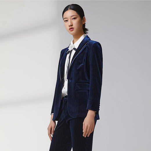 蓝地双层青果领一粒扣西服外套BLWCT025S00 商品图1