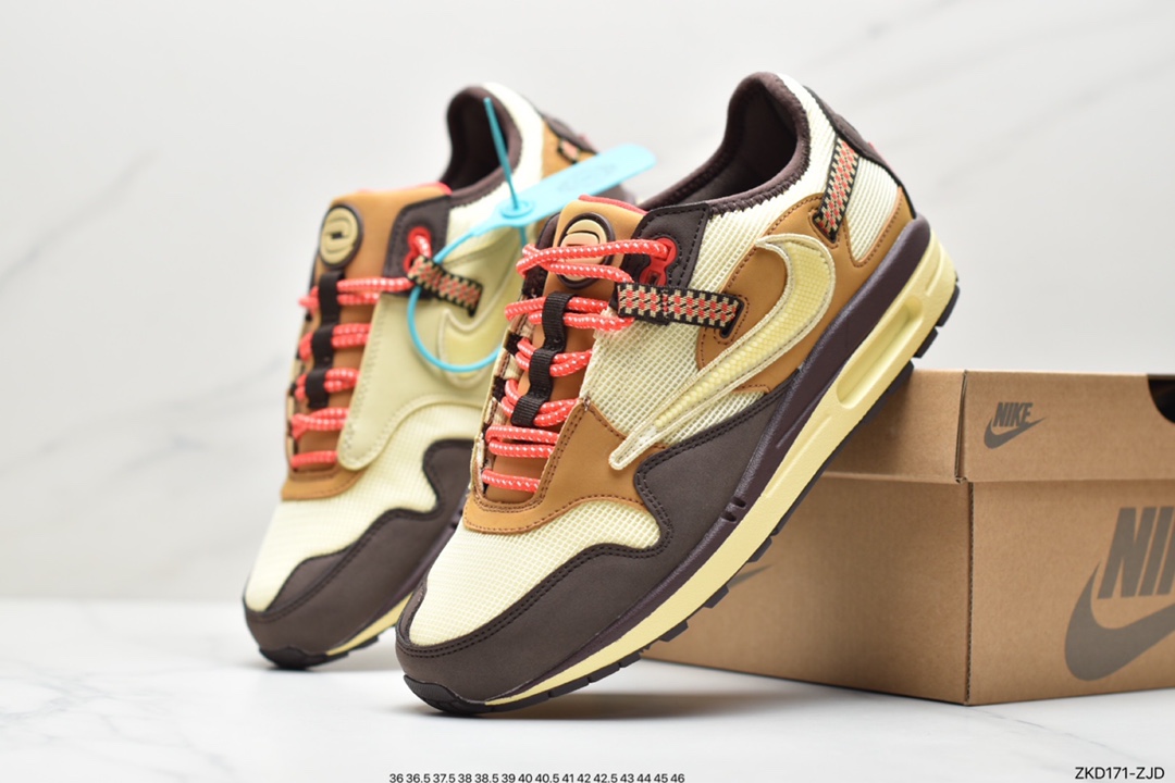 耐克travis scott x nike air max 1 cactus jack低帮复古百搭休闲