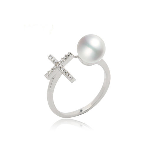 美裕 【刻爱】银925淡水珍珠戒指7-7.5mm白 105483 商品图0