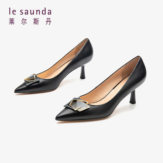 莱尔斯丹2022春夏新款时尚优雅几何饰扣女单鞋3M69129 商品图0