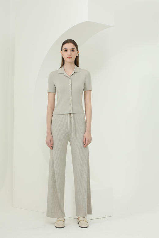 CARA时尚翻领短袖针织开衫	KB221MKC0004 商品图0