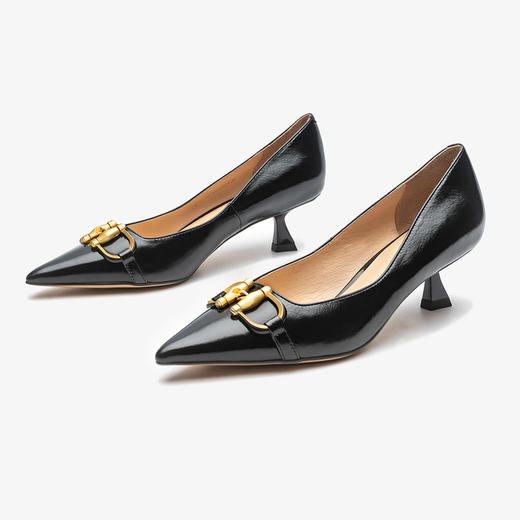 莱尔斯丹2022春夏新款优雅金属饰扣尖头女单鞋3M47601 商品图2