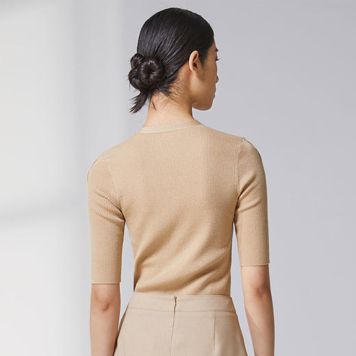 蓝地V领五分袖针织假开衫BLWCZ041000 商品图2