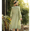 WQ-BJ2203新款森系清新甜美娃娃领镂空刺绣边抽绳碎花裙宽松显瘦棉麻连衣裙 商品缩略图1