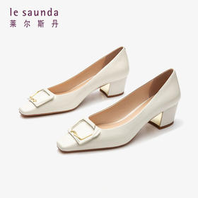 莱尔斯丹2022春夏新款时尚优雅方形饰扣女单鞋3M40902
