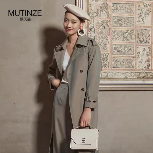 慕天姿收腰中长款气质显瘦风衣 22227 商品图0