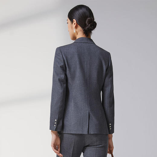 蓝地一粒扣明线装饰直筒西服外套BLWCT005S00 商品图2