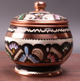 320148手工紫铜雕花珐琅彩-罐H 10/8*