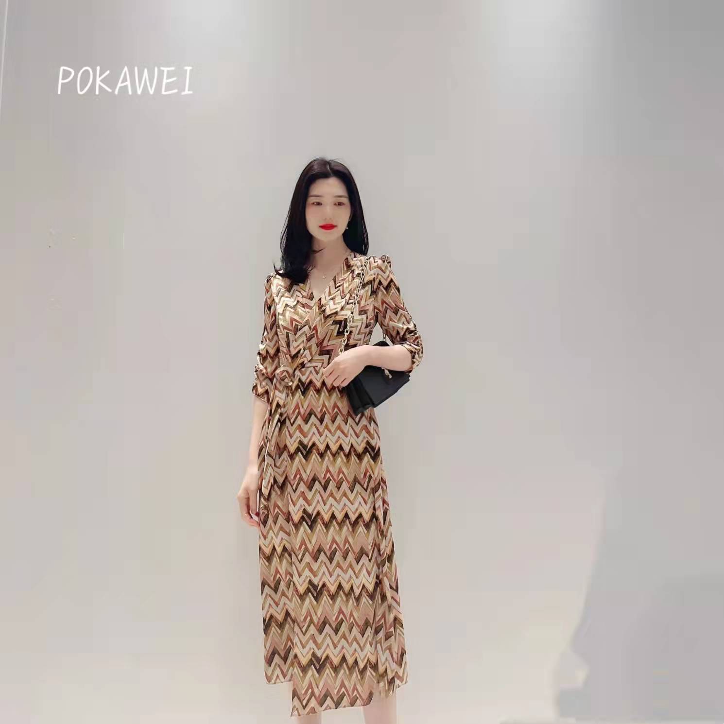 2女神节直播】pokawei 珀卡薇 围裹式连衣裙32202641784