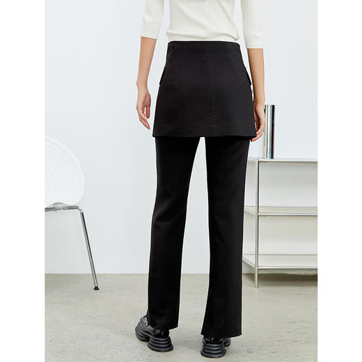 NEELLY纳俪商场同款开叉长款休闲裤女2022年春季新款黑色显瘦百搭N22012H01049 商品图4