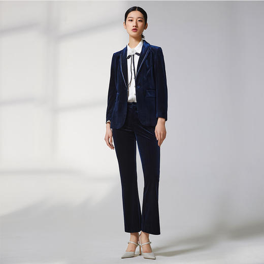 蓝地双层青果领一粒扣西服外套BLWCT025S00 商品图3