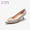 莱尔斯丹2022春夏新款优雅尖头饰扣细跟女单鞋3M49716 商品缩略图0