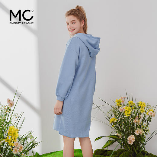 2024春季新款宽松休闲慵懒中长款女装开叉侧摆抽绳简约连帽卫衣裙 商品图2