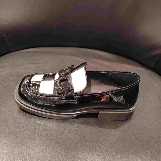 lfgj   bp801 方头单鞋一脚蹬英伦风格子漆皮软皮两穿乐福鞋 商品图1