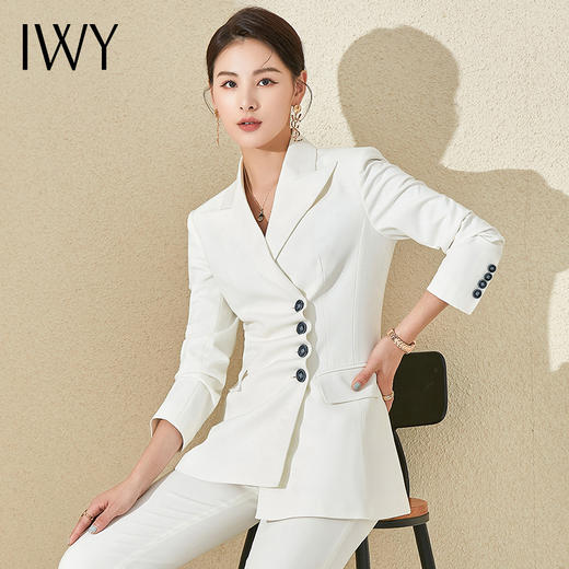 IWY/白色西装外套女春秋时尚气质职场白领女神范正装修身职业西服套装 21C12+P180 商品图1