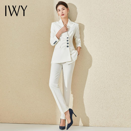 IWY/白色西装外套女春秋时尚气质职场白领女神范正装修身职业西服套装 21C12+P180 商品图3