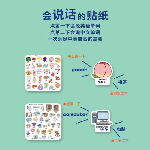 32G西曼小火箭点读笔AI智能WIF版+亲子口语果冻贴Family-used daily english sticker家庭场景趣味玩乐果冻贴纸中英双语对照 商品图6