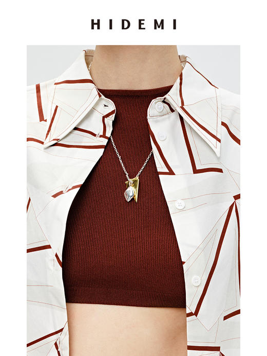 HIDEMI简约几何设计感不对称可拆卸式金银双色项链 商品图3