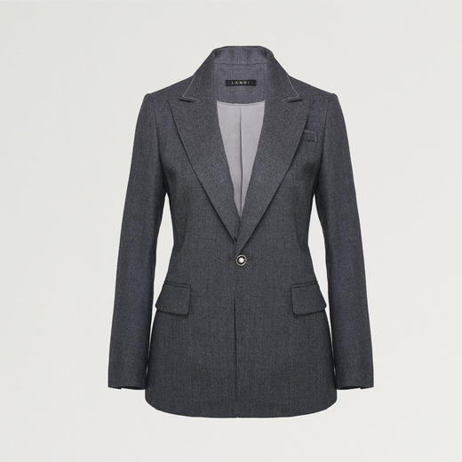 蓝地一粒扣明线装饰直筒西服外套BLWCT005S00 商品图4