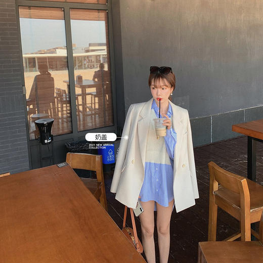 金蘑菇菇【马吉拉明线西装】大牌chic感 袖口明线韩版时髦西装女 商品图1