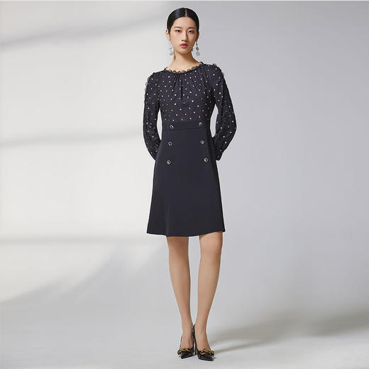 蓝地蕾丝花边拼接连衣裙BLWCL043000 商品图3