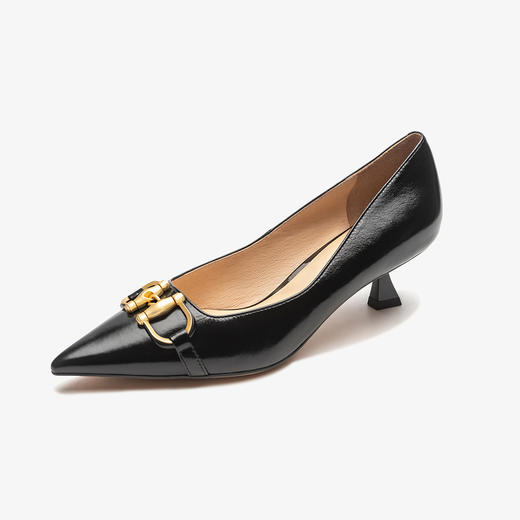 莱尔斯丹2022春夏新款优雅金属饰扣尖头女单鞋3M47601 商品图3