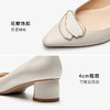 莱尔斯丹2022春夏新款优雅方头饰扣粗跟女单鞋3M40231 商品缩略图5