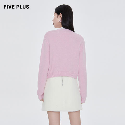 FIVE PLUS2022新款女春装温柔风V领针织开衫女少女感花朵上衣外搭2WA1031050 商品图1