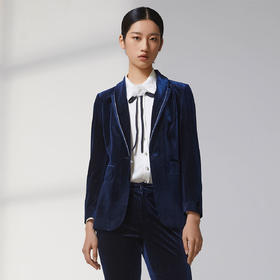 蓝地双层青果领一粒扣西服外套BLWCT025S00