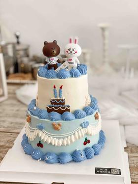 复古手绘小双层蛋糕