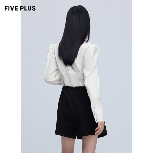 FIVE PLUS2022新款女春装小众气质背带阔腿裤女高腰直筒休闲裤短2WN1063300 商品图2