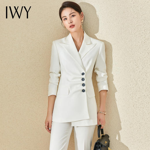 IWY/白色西装外套女春秋时尚气质职场白领女神范正装修身职业西服套装 21C12+P180 商品图0